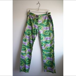 Dosa Size 2 Judo Pant in green and purple wax cloth.